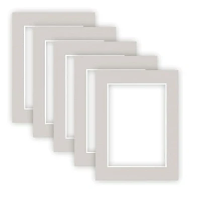 Bild av nielsen Conservation Passepartout kartong 2,2 mm set med 5 st yttre format 30x40 cm för bildformat 20,5 x 29,5 (DIN A4) grusgrå (ljusgrå) strukturerad yta