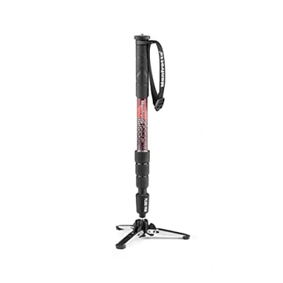Bild av Manfrotto Element MII Video Aluminium Fluid Monopod, Smal och Lätt, laddar upp till 16 kg, Vikbar vätskebas, 4 sektioner, vridlås, för spegellösa DSLR kameror Röd