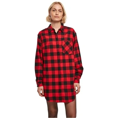 Bild av Urban Classics Check Flannel Skjortklänning, Storlek: XS, Black red