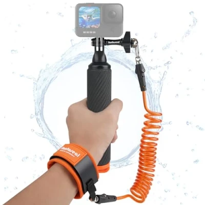 Bild av Actionkamera halkfri hanterare flytande handgrepp hållare montering med stålkärna säkerhetsrem för GoPro Insta360 Akaso undervattensvideokamera dykning snorkling surfing flottning kajakpaddling