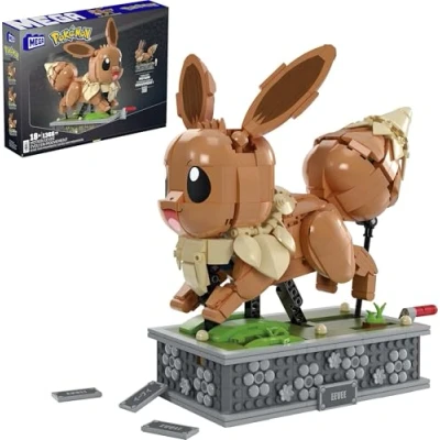 Bild av MEGA Pokémon byggset med actionfigur, rörlig Eevee 1381 delar, veva för springrörelse, bygga och visa upp leksak samlare, HTH71