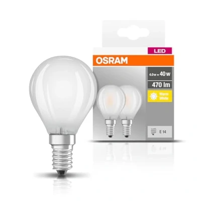 Bild av OSRAM LED bas klassisk p/LED lampa E14, 4 W, 220... 240 V, 40 W ersättning, varm vit, 2 pack