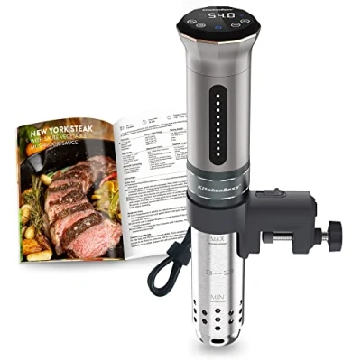 Bild av KitchenBoss Sous Vide Garer Stick Precision Cooker 1100W 360 Degree Circulation 40C 50C Temperature Range (±0.1C) IPX7 Waterproof LED Display &lt; 15L Volume