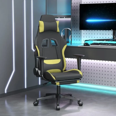 Bild av VidaXl Gamingstol Med Fotstöd Och Massage Svart Ljusgrön Tyg Extreme