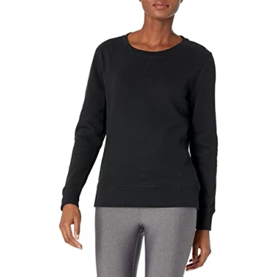Bild av Amazon Essentials dam fransk frotté fleece rund hals sweatshirt (finns i plusstorlek), Svart, L
