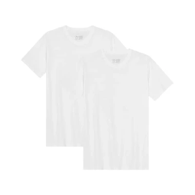 Bild av DANISH ENDURANCE T shirts för Herr, Ekologisk Bomullst Män, Multipack, Rund hals eller V ringning, Kortärmad, Premium material, 2 pack, Neck Vit, L