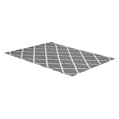 Bild av greemotion utomhusmatta Santo tillverkad av 100% polypropylen, grå matta med mönster, lättskött för inomhus och utomhusbruk, ca 200 x 150 cm
