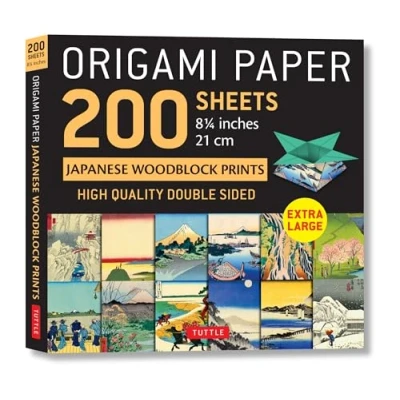 Bild av Origami Paper 200 Sheets Japanese Woodblock Prints 8 1/4&quot;: Extra Large Tuttle Paper: Double Sided Printed with 12 Different (Instructions for 6 Projects Included)