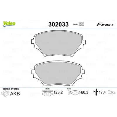 Bild av VALEO 302033 Jeu de plaquettes frein FIRST Essieu avant contact signal d&#039;usure exclu sans tôle anti bruit TOYOTA: RAV4 II SUV