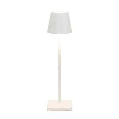 Bild av Zafferano, Poldina Micro Lampa, Uppladdningsbar Sladdlös Bordslampa med Touchkontroller, Lämplig för inomhus och Utomhusbruk, Dimmer, 2200 3000 K, Höjd 27,5 CM, Färg Vit