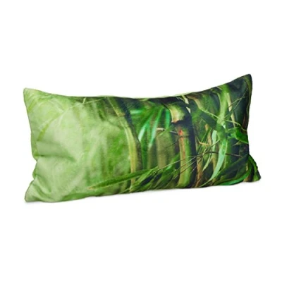 Bild av Relaxdays badkar bambumotiv, storlek: 10 x 37 17 cm extra mjuk hals med 2 sugkoppar som badresekudde dragkedja och tvättbart överdrag, grön, polyester,
