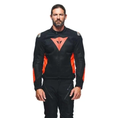 Bild av Dainese Energyca Air Tex jacka, Cordura motorcykeljacka för män, nötningsbeständig, män motorcykeljacka, vindtätt foder, andningsbar, med utbytbart axelskydd, svart/röd