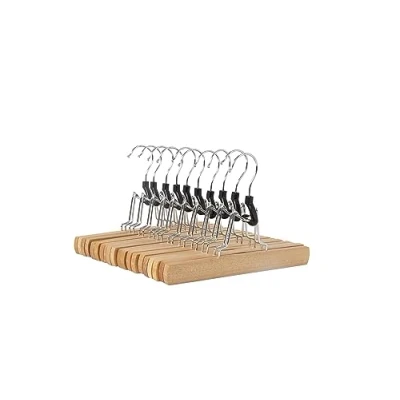 Bild av Amazon Basics Klädhängare i trä för byxor, 10 pack, 25 cm, naturlig