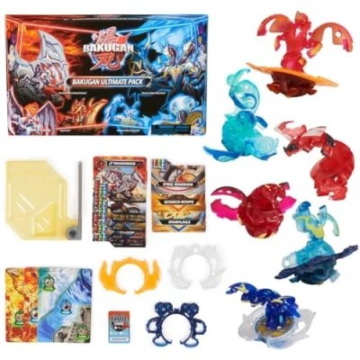 Bild av BAKUGAN Ultimate 6 Pack, Special Attack Dragonoid, Nillious, Mantid och Octogan, anpassningsbara ledade snurrande figurer, leksaker för pojkar flickor från år
