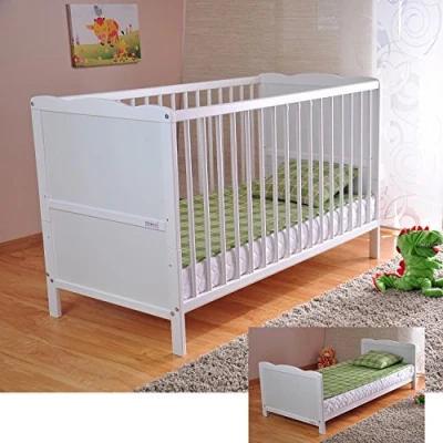 Bild av lit bébé avec Matelas en Mousse Aloe Vera des Rails de Protection Réglables Hauteur Blanc Transformable Enfant