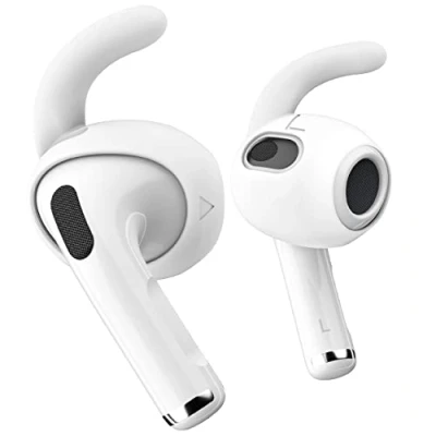 Bild av Keybudz EarBuddyz Silikonhörlurar tillbehör för Apple AirPods 3, EarPods hörlurar tillbehör, öronkrokar öronkrokar, halkfria, sport, vita, medium