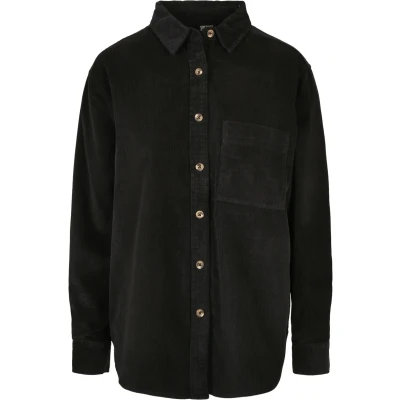 Bild av Urban Classics Ladies Corduroy överdimensionerad skjorta, damskjorta, finns i många olika färger, storlekar XS 5XL, svart, 4XL plus size extra tall