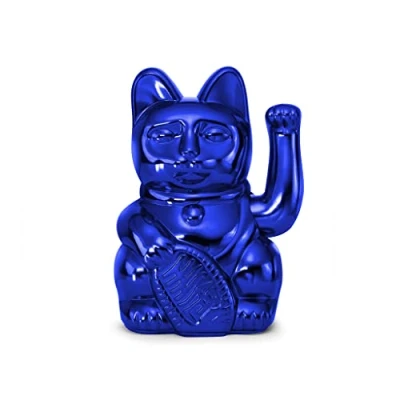 Bild av DONKEY Lucky Cat Cosmic Edition Earth Shiny Blue Winkekatt, Maneki Neko, 15 cm, i presentförpackning