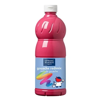 Bild av Lefranc Bourgeois 188029 Barn färdig att använda flytande Tempera Redimix Gouache färg, 1 000 ml flaska, tyrisk rosa