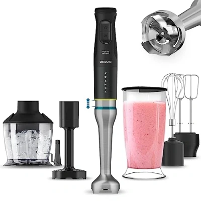 Bild av Cecotec handmixer Katana 15 TotalDestroy Smash B. 1 500 W, Total Destroy, PerreoMove, 21 hastigheter, turbofunktion, stänkskydd, 8 titanblad, 800 ml mugg