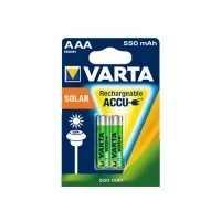 Bild av VARTA Batterier AAA, uppladdningsbar, paket med 2, Recharge Accu Solar, laddningsbart batteri, 550 mAh Ni MH, redo att använda, utvecklad för solenergi trädgårdslampor