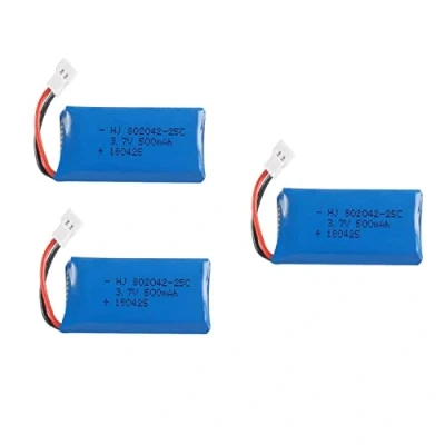 Bild av YUNIQUE GREEN CLEAN POWER Set med 3 Återladdningsbara LiPo Batterier 3.7V 500mAh Kompatibla HUBSAN X4, JXD 385 Drönare Förlängd Flygtid, Azurblå/Blå Dimensioner: 42x20x8 Vikt: 13 Gram