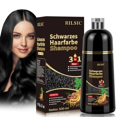 Bild av Black Hair Dye Shampoo 3 i 1, hårfärg schampo svart mot grått hår, omedelbar hårfärgningsschampo, färgschampo för män och kvinnor, 500 ml