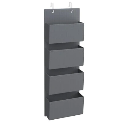Bild av SONGMICS Förvaring över dörr med 4 fickor, vägghängd förvaringsorganiserare, praktisk och rymlig, för barnrum kontor sovrum, 33,5 x 12 100 cm, grå RDH04G