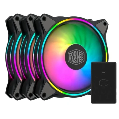 Bild av Cooler Master MasterFan 3 i 1 MF120 Halo ARGB chassi och kylfläkt, belysning med dubbla ringar, hybridbladdesign stoppsensorskydd samt en vibrationsdämpande ram styrenhet