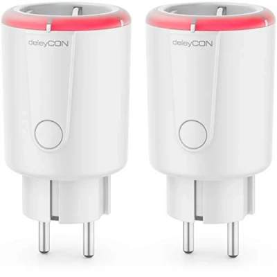 Bild av deleyCON 2x Digital Timer Nedräkningsfunktion Omkopplare Brytare Uttag 1 till 5 Timmar Omkopplingstid max. 1800W Kontaktskydd Inomhus Vit