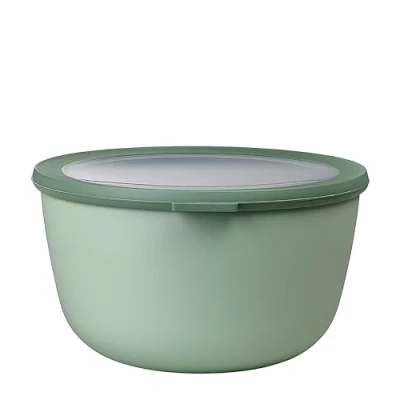 Bild av Mepal Multi Bowl Cirqula Round Plastbehållare med lock Lämplig som lufttät behållare för kylskåp, mikrovågsugn, frys och serveringsfat Köksskålar 3 000 ml Nordic Sage
