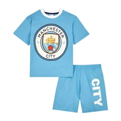 Bild av MANCHESTER city F.C. Pojkpyjamas, man t shirt och shorts pyjamasset, gåvor för pojkar, BLÅ, 11 12 Years