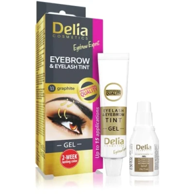 Bild av Delia Cosmetics ögonbryn och ögonfransfärgning grafit långvarig effekt upp till 14 dagar färg för ögonfransar 15 ml