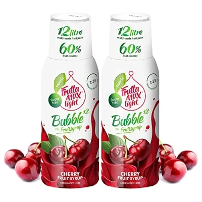 Bild av 2 pack Light Low Carb Fitness Sirap från FruttaMax Noll socker Med Stevia 50 60% fruktinnehåll (2x500ml) (2 x Körsbär Light)