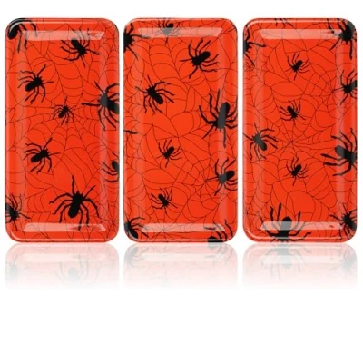 Bild av COM FOUR® 3x Halloween plasttallrikar återanvändbara dekorativa tallrikar i spindeldesign livsmedelssäkra tvättbara serveringsfat (3 stycken spindel)