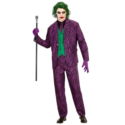 Bild av Widmann Dräkt onda clown, jacka med väst, byxor, slips, joker, skräckclown, karneval, temafest, halloween