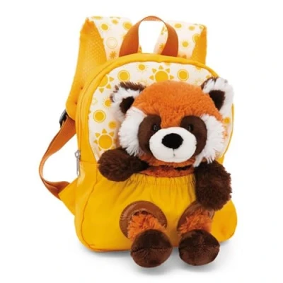 Bild av NICI barnryggsäck gul 2 i 1 med gosedjur röd panda 25cm Kindergarten ryggsäck flickor &amp; pojkar Mjukt ryggparti justerbara remmar 49854