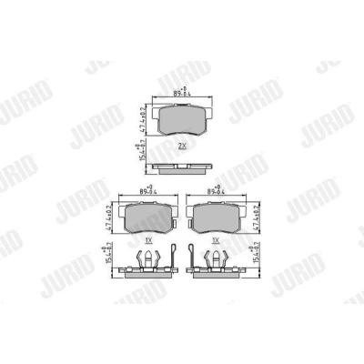 Bild av JURID 572544J Jeu de plaquettes frein avec indicateur d&#039;usure clip piston sans accessoires HONDA: CR V 4, 2, ACCORD 8