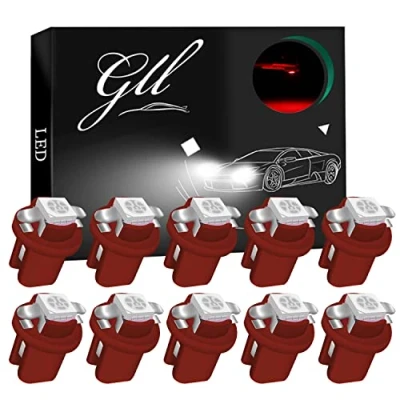 Bild av GLL 10 st Röd T5 LED Lampor B8.5 5050 1 SMD för Bilens Inre Hastighetsmätare, Instrumentbräda, Mätare och Indikatorlampor