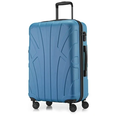 Bild av Suitline resväska i 3 storlekar, vagnset rullväska hardshell (55 cm, 66 76 cm) tvillingrullar, 15 olika färger, cyanblå, handbagage