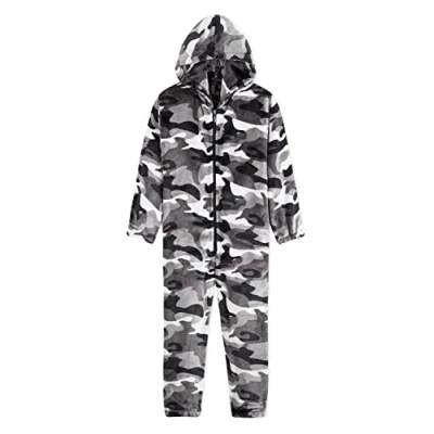 Bild av CityComfort Onesies för pojkar, fluffiga fleece pyjamas barn och tonårspojkar, spel onesie, camo varma vinter pjs 7 14 år, 9 10 Grå Arktis