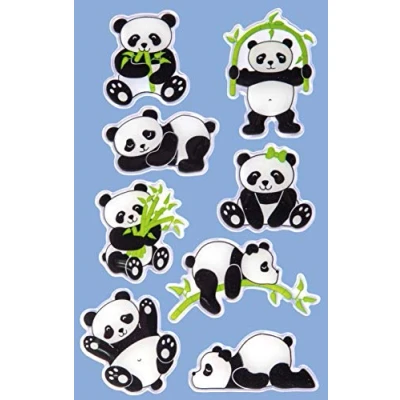 Bild av Avery Zweckform 8 stycken glansig klistermärken (panda i 3D effekt, barnklistermärken för att leka med, pyssel) konst. 57297