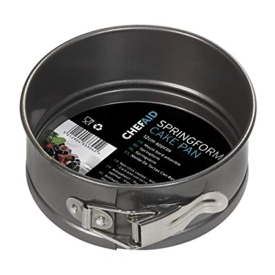 Bild av Chef Aid 12 cm 4 ¾ tum non stick fjäderform kakform, rund kakform med lös bas för enkel frigöring, diskmaskin , kyl och fryssäker, grå