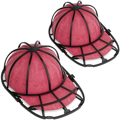 Bild av Eiito hattbricka för tvättmaskin, 2 pack basebollhatt rengörare keps bricka, passar vuxna/barn hatt bricka ram bur, hattskyddsställ Svart, M