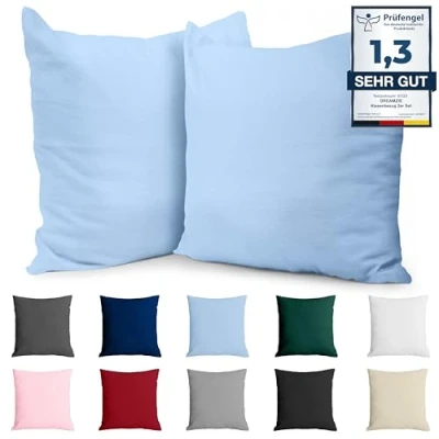 Bild av Dreamzie Kuddfodral 65x65 Renforcé Bomull (Set om 2) Bluu Nyepesi Tätt vävd med 57 trådar/cm² Kudde 65 x cm Oeko Tex certifierad