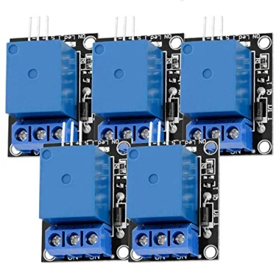 Bild av AZDelivery 5 x 1 Relä 5V KY 019 Modul Högnivåutlösare kompatibel med Arduino och Raspberry Pi inklusive en E Book!