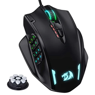Bild av Redragon M908 Impact RGB LED MMO mus med sidoknappar optisk trådbunden spelmus 12 400 DPI, hög precision, 20 programmerbara musknappar