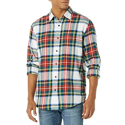 Bild av Amazon Essentials Men&#039;s Långärmad flanellskjorta (finns i Big &amp; Tall), Röd Vit Skotskrutig, S