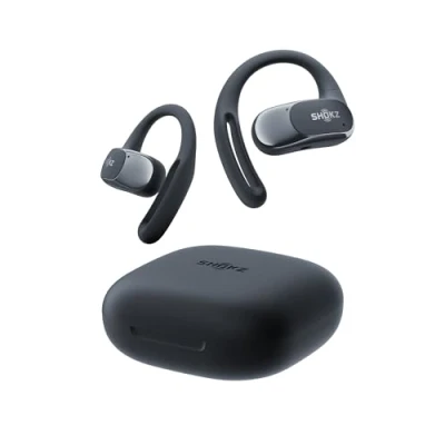Bild av SHOKZ OpenFit Air hörlurar med öppen design, True Wireless Bluetooth mikrofon, bygel, snabbladdning, 28 tim speltid, IP54 vattentät för träning Svart (Svart)