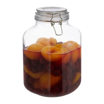 Bild av Relaxdays, klar 3 liters konserveringsglas, för konservering, gastro, stryklås, gummiring, lufttätt, XXL järn, standard